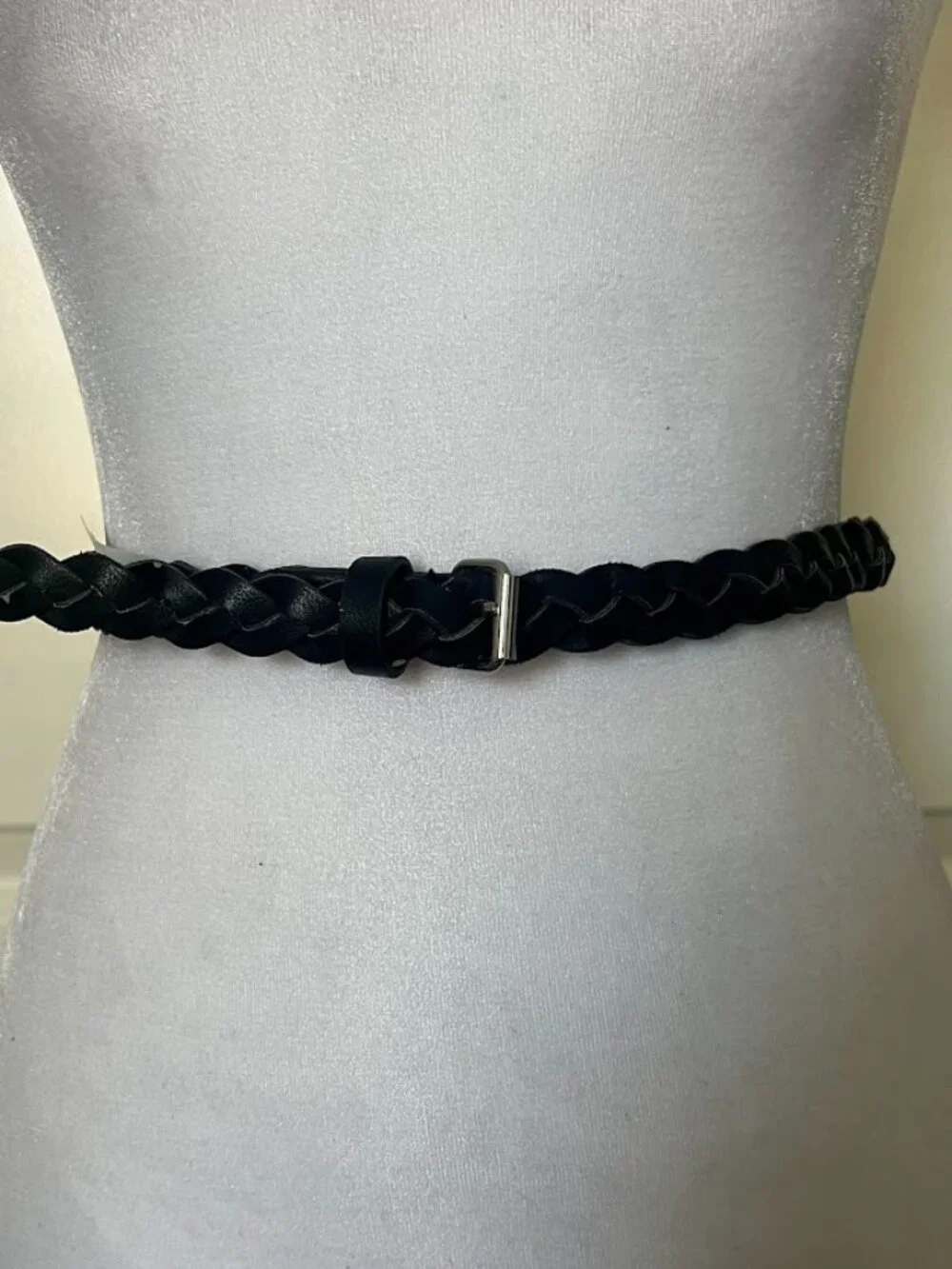 Unbranded Black Braided Skinny Belt Size M/L